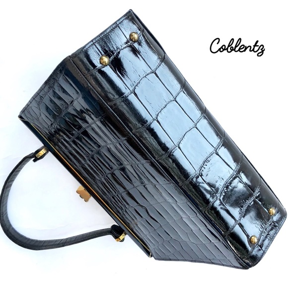 SOLD! Coblentz Women Alligator Black Handbag Purse - Picture 4 of 8